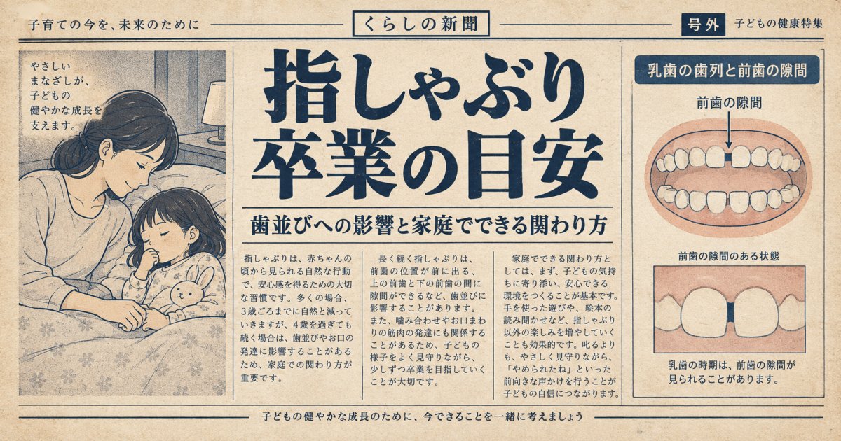 指しゃぶりはいつまで？歯並びへの影響と無理のない卒業の進め方